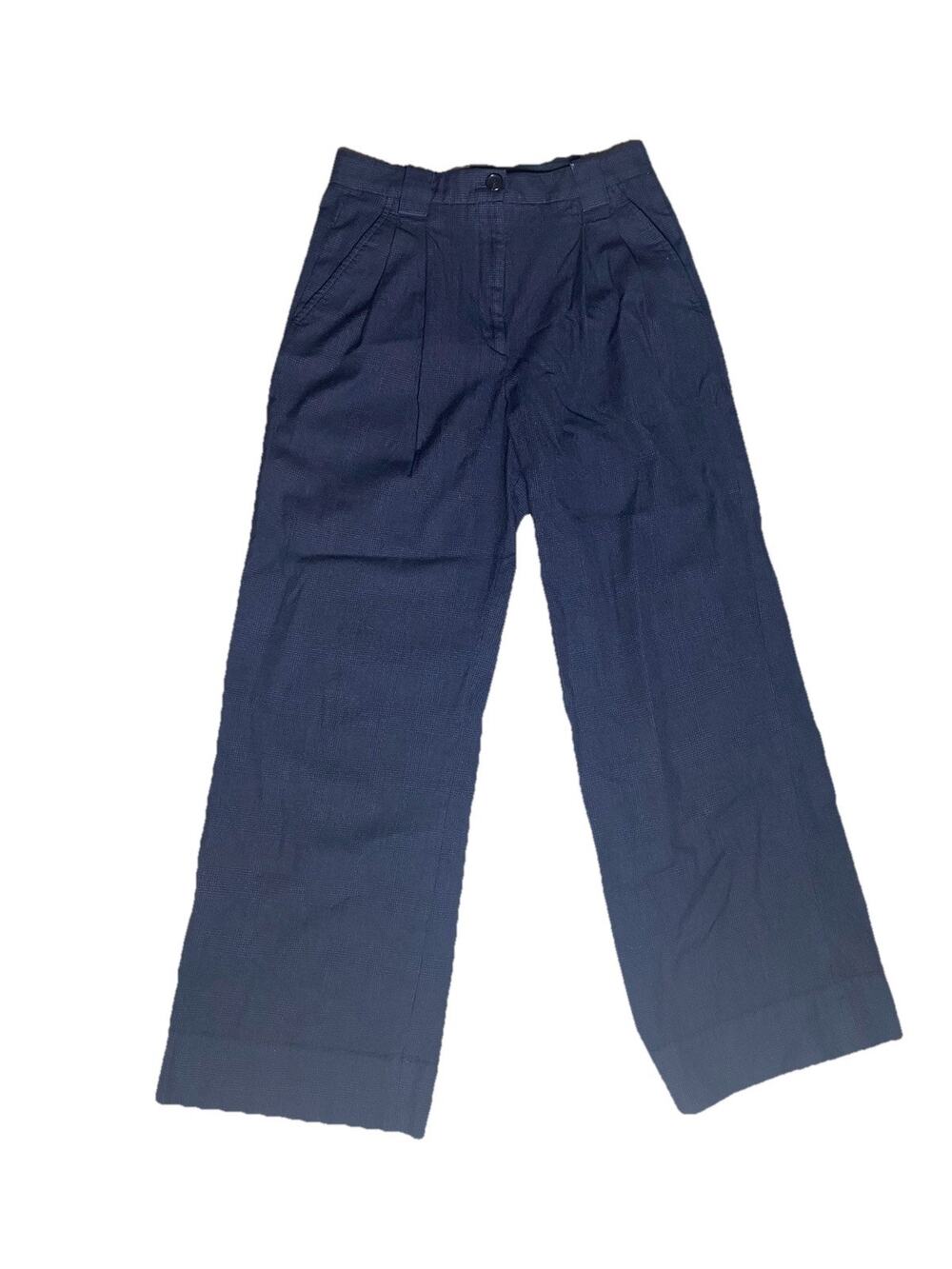a.l.c. dark blue tweed houndstooth virgin wool pleated pants sz 4
